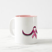 Rosa Band-Brustkrebs Zweifarbige Tasse (Vorderseite Links)