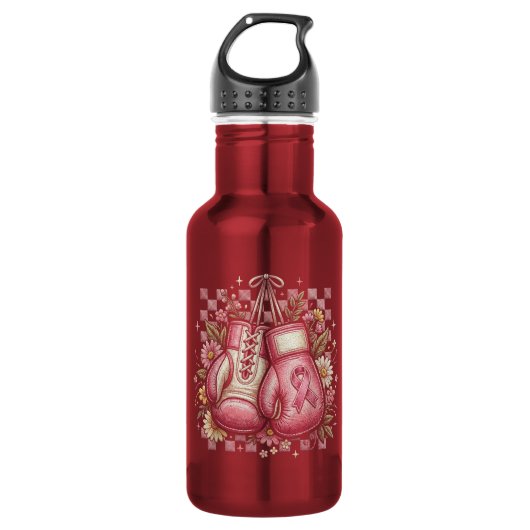 Rosa Band Brustkrebsbewusstsein Edelstahlflasche (Vorderseite)