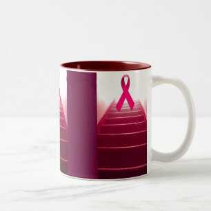 Rosa Band der Hoffnung_ Zweifarbige Tasse