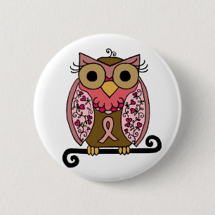 Rosa Band-Eule Button