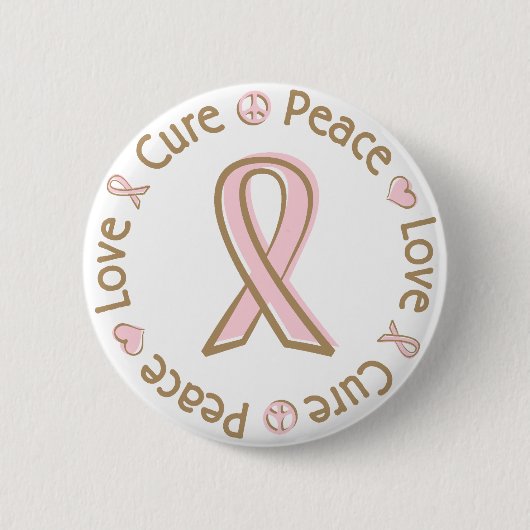 Rosa Band-FriedensLiebe-Heilungs-Brustkrebs Button (Vorderseite)