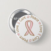 Rosa Band-FriedensLiebe-Heilungs-Brustkrebs Button (Vorne & Hinten)