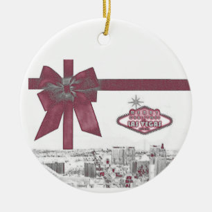 ROSA Band-frohe Weihnachten von Las Vegas Ornamen Keramikornament