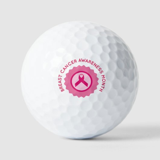 Rosa Band für Brustkrebs Monat Golfball (Vorderseite)