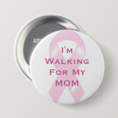 Rosa Band-Gewohnheit KRW, die für meine Mama geht Button (Vorne & Hinten)