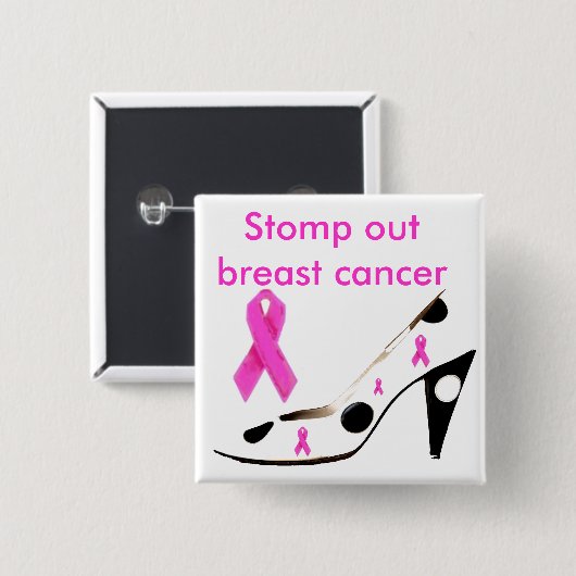 Rosa Band-Heels stampft Brustkrebs Button (Vorne & Hinten)