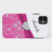 Rosa Band-Herz-Damast iPhone 5 Fall Case-Mate iPhone Hülle (Rückseite (Horizontal))