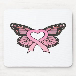 Rosa Band-Herz-Schmetterling Mousepad