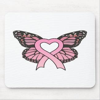 Rosa Band-Herz-Schmetterling Mousepad