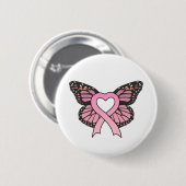 Rosa Band-Herz-Schmetterlings-Knopf Button (Vorne & Hinten)