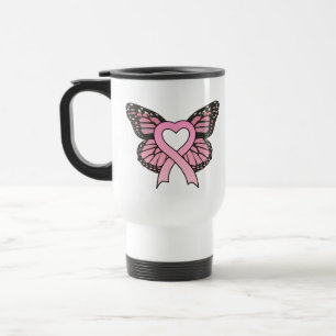 Rosa Band-Herz-Schmetterlings-Tasse Reisebecher