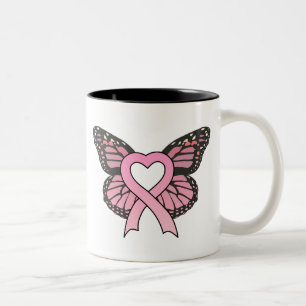 Rosa Band-Herz-Schmetterlings-Tasse Zweifarbige Tasse