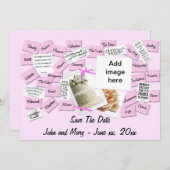 Rosa Band, Hochzeitstorte Save the Date Postkarte (Vorne/Hinten)