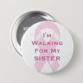 Rosa Band KRW, das für Schwester geht Button (Vorne & Hinten)