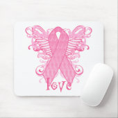 Rosa Band-Liebe-Flügel Mousepad (Mit Mouse)