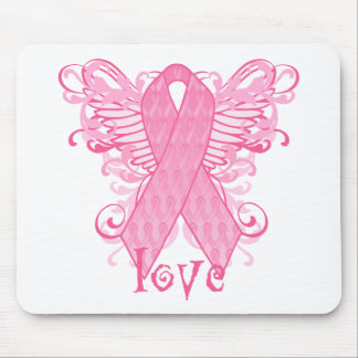 Rosa Band-Liebe-Flügel Mousepad