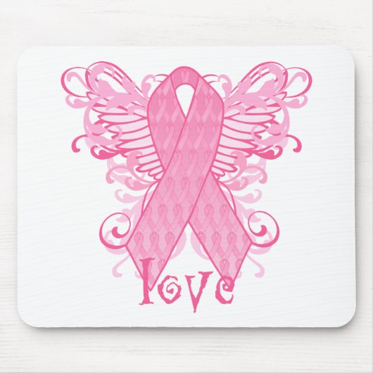 Rosa Band-Liebe-Flügel Mousepad (Vorne)