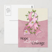Rosa Band mit Blume Design 1 Postkarten (Vorne/Hinten)