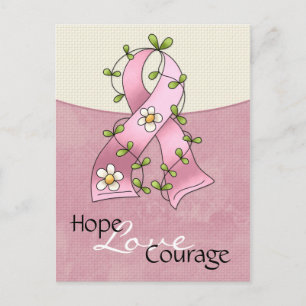 Rosa Band mit Blume Design 1 Postkarten