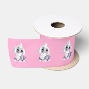 Rosa Band mit Kleiner Welpe Satinband