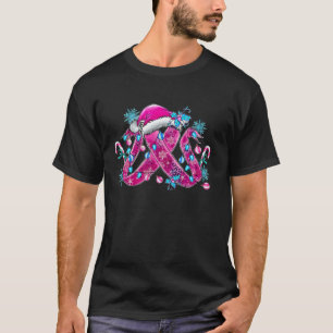 Rosa Band mit Weihnachtsmannmütze Brustkrebs Bewus T-Shirt