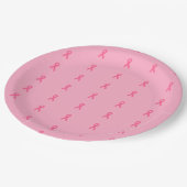 "Rosa Band-" Papier-Teller Pappteller (Schrägansicht)