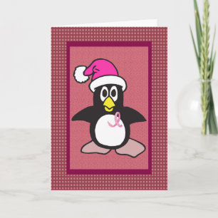 rosa Band-Pinguin Feiertagskarte
