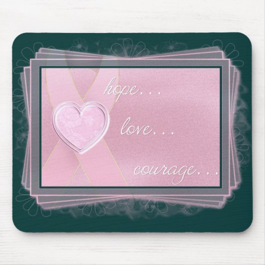 Rosa Band/rosa Herz-Hoffnung/Liebe/Mut Mousepad (Vorne)