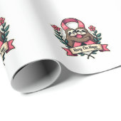 Rosa Band Sloth Unterstützung Vintage Bewusstseins Geschenkpapier (Rolleneckpunkt)