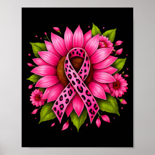 Rosa Band Sonnenblume Frauen Kriegerin Brustkrebs Poster