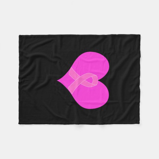 Rosa Band-u. Herz-Brustkrebs-Wohltätigkeit-Entwurf Fleecedecke (Vorderseite (Horizontal))