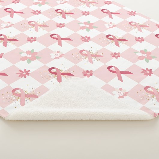 Rosa Band und Blumen geprüft Sherpadecke (3/4)