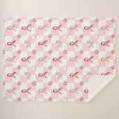 Rosa Band und Blumen geprüft Sherpadecke (Vorderseite (Horizontal))