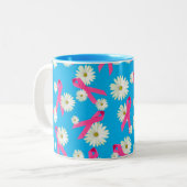 rosa Band und dunkles Design Zweifarbige Tasse (Vorderseite Links)