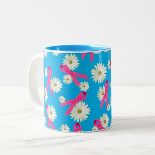 rosa Band und dunkles Design Zweifarbige Tasse (Vorderseite Links)