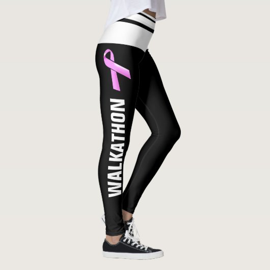 Rosa Band Walkathon | Brustkrebsbewusstsein Leggings (Rechts)