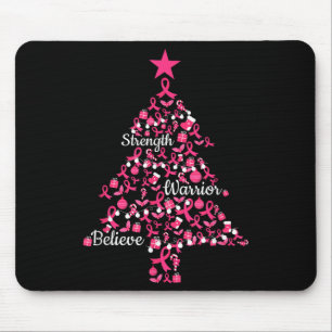Rosa Band Weihnachtsbaum Ornamente Brustkrebs Mousepad