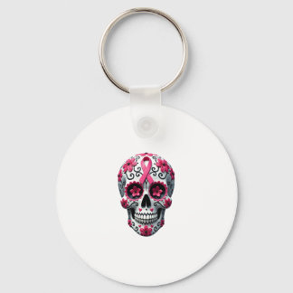 Rosa Band Zucker-Schädel Calavera Brustkrebs-Bewus Schlüsselanhänger