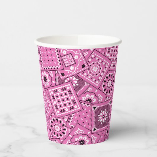 Rosa Bandanna Print Pappbecher (Links)