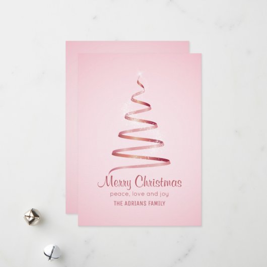 Rosa Bändchen Feiertagskarte (Vorderseite/Rückseite Beispiel)