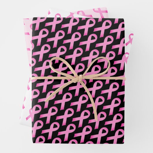 Rosa Bänder Brustkrebs Bewusstsein benutzerdefinie Geschenkpapier Set (Beispiel)
