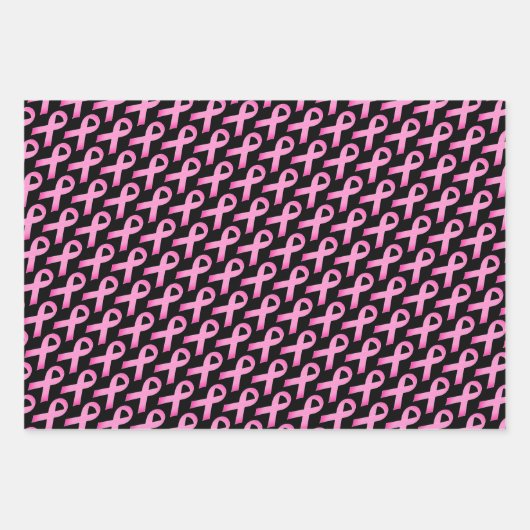 Rosa Bänder Brustkrebs Bewusstsein benutzerdefinie Geschenkpapier Set (Vorderseite)