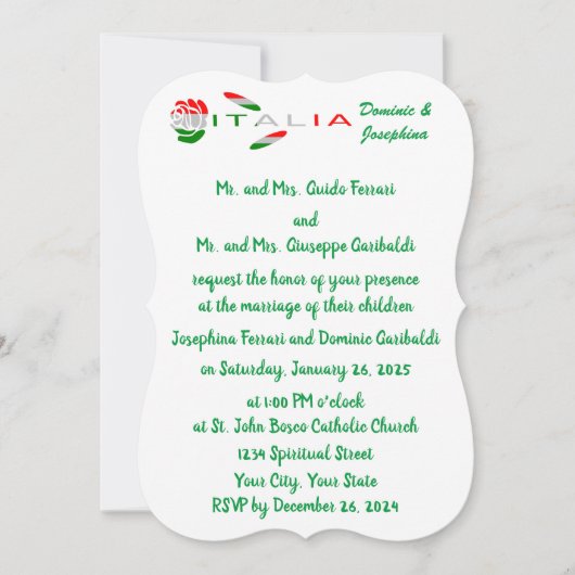 Rosa bandiera italiana einladung (Vorderseite)