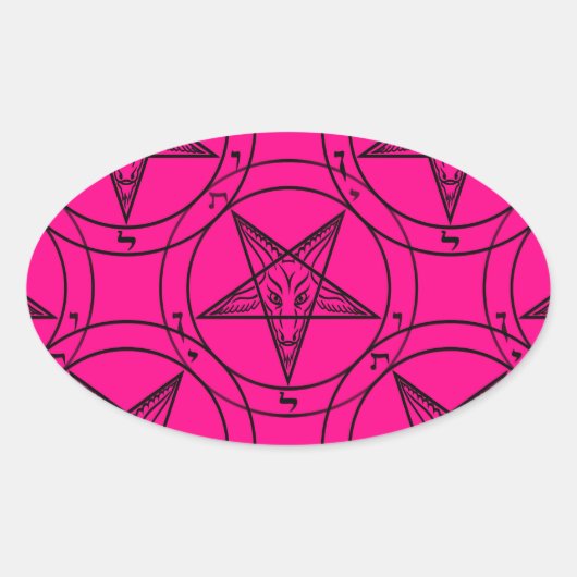 rosa Baphomet Ovaler Aufkleber (Vorderseite)