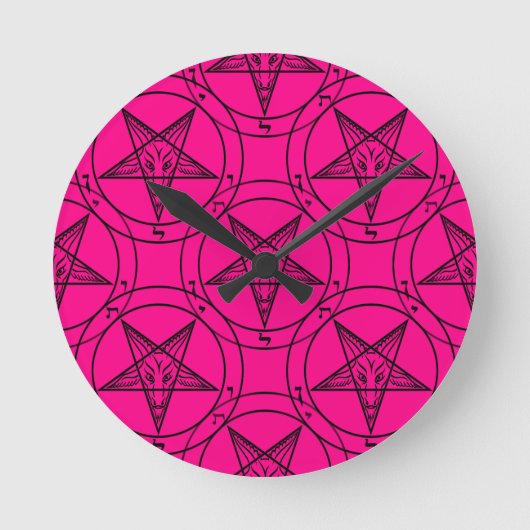 rosa Baphomet Runde Wanduhr (Vorderseite)