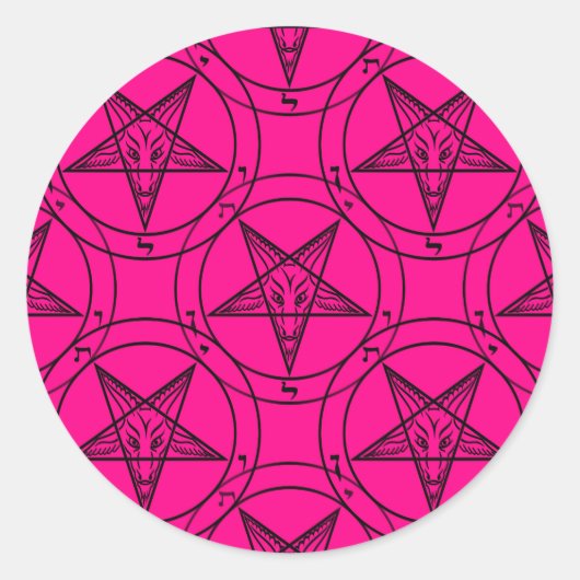 rosa Baphomet Runder Aufkleber (Vorderseite)