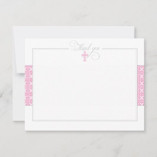 Rosa Baptismal Ebene danken Ihnen zu merken Dankeskarte (Vorderseite)