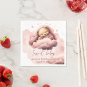 Rosa Bär auf Wolken Geburtstagseinladung Serviette (Beispiel)