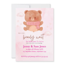 Rosa Bär Baby Shower Einladung | Süß & Anpassbar