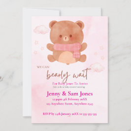 Rosa Bär Baby Shower Einladung | Süß & Anpassbar